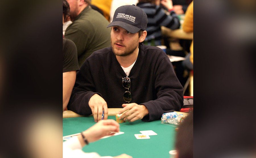 Tobey Maguire during the 2004 World Poker Celebrity Match.