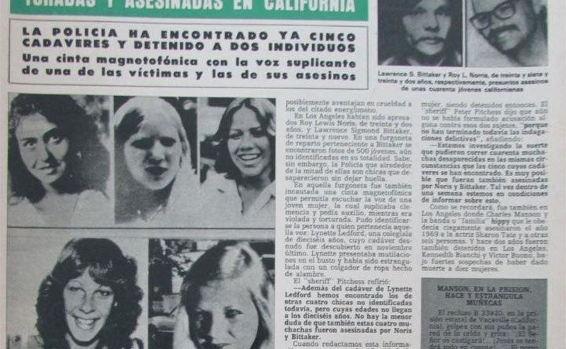 A newspaper clipping on the crimes committed by Norris and Bittaker.