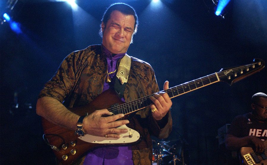 Steven Seagal performs live with his band Thunderbox.