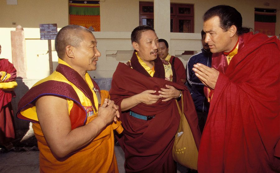 Steven Seagal attends an enthronement ceremony for a young lama.