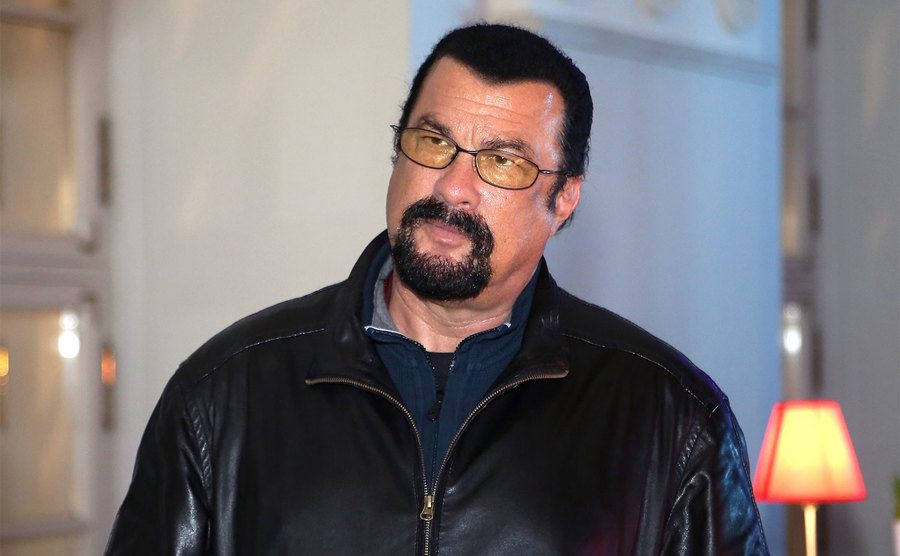 Steven Seagal attends the Mercedes-Benz Fashion Week.