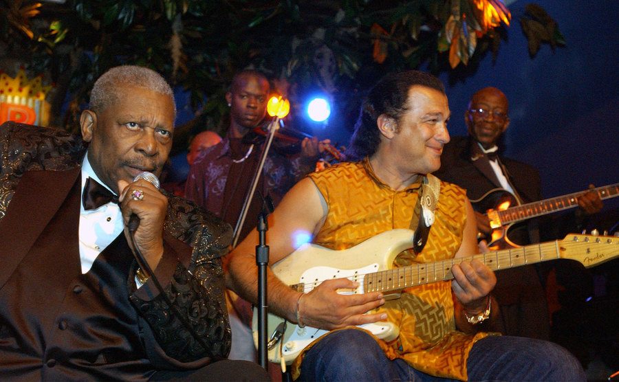 B.B. King and Steven Seagal during Grand Opening B.B. Kings Blues Club.