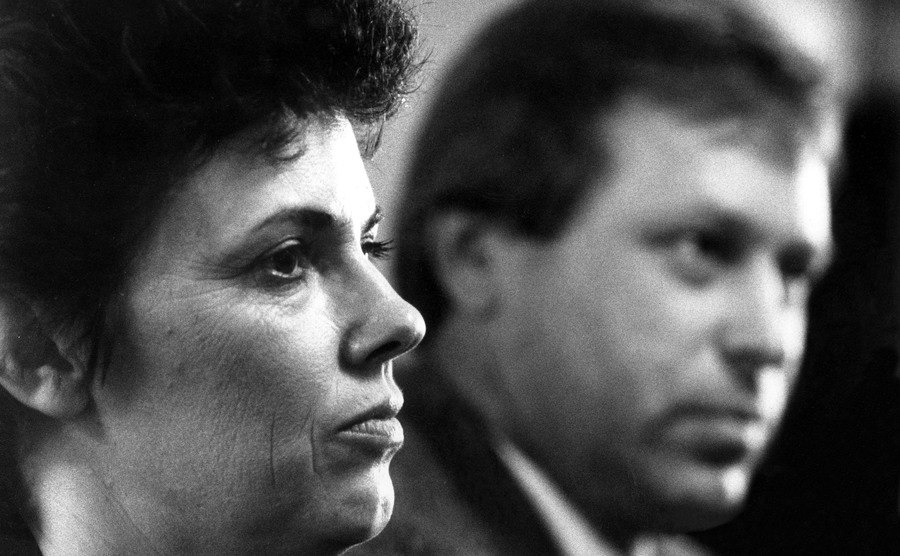 An image of Lindy sitting in court.