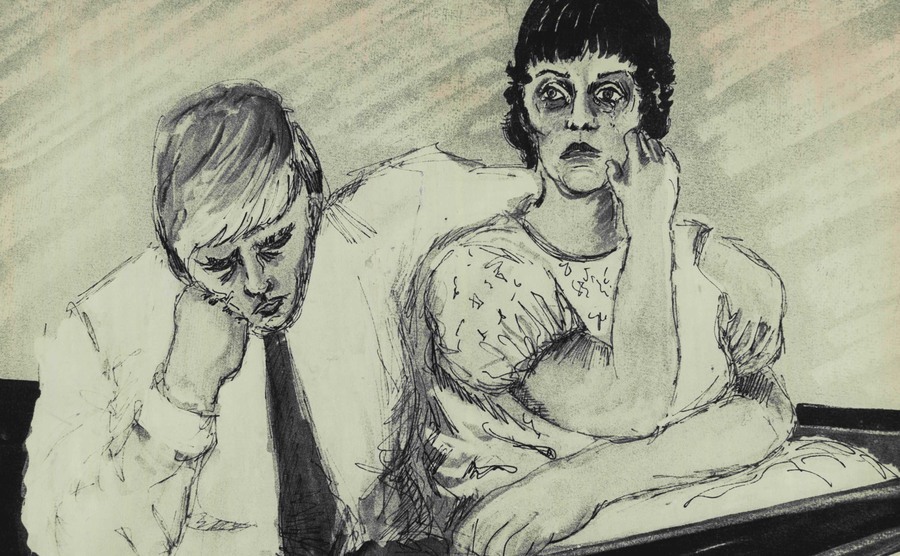 A sketch illustration shows Lindy and Michael Chamberlain in the witness box.