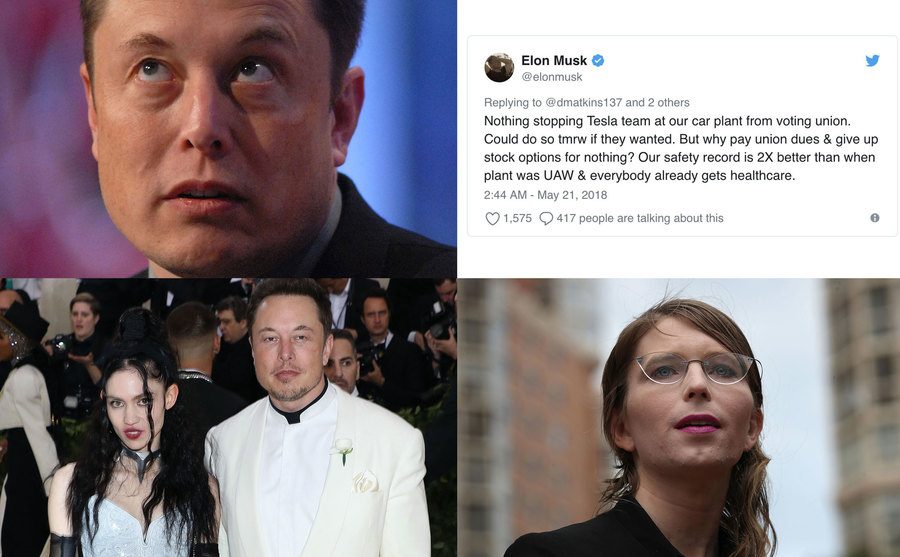 Elon Musk / Twitter / Grimes, Elon Musk / Chelsea Manning.