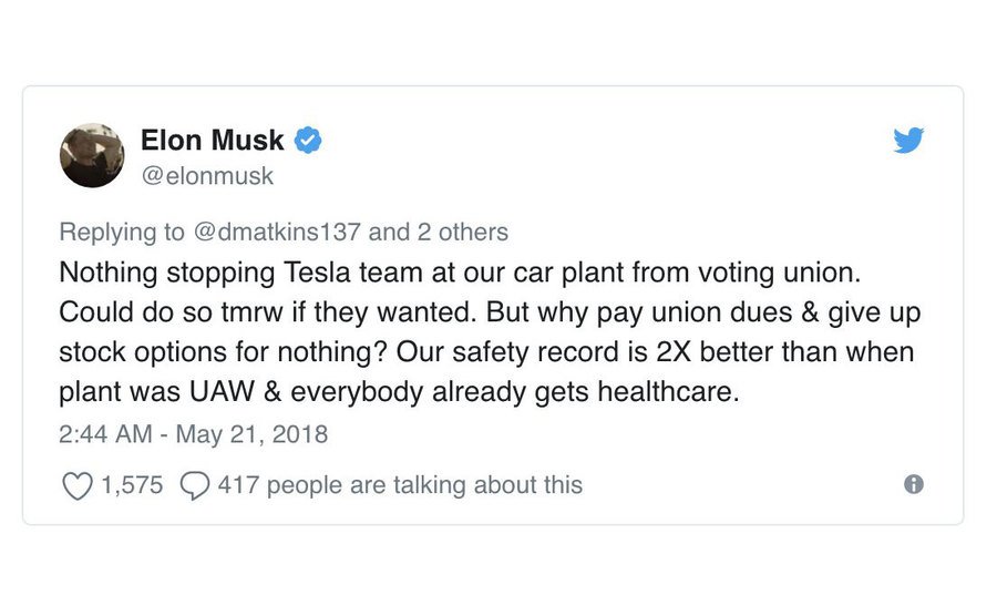 A screengrab of Musk’s Twitter.