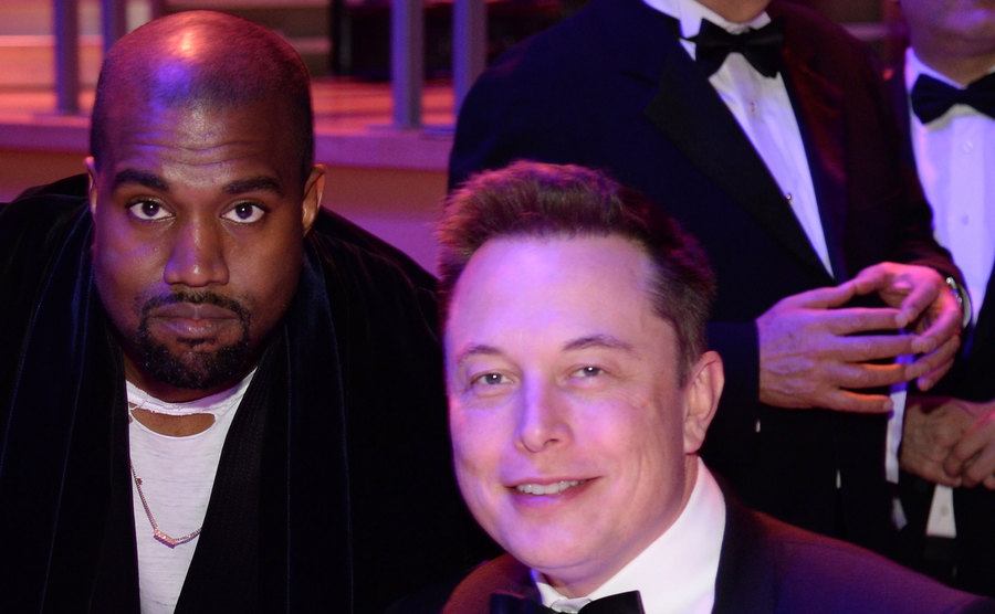 A photo of Kanye West and Elon Musk during an event.