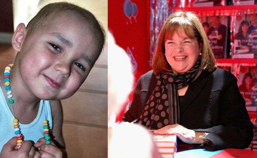 A picture of the kid / An image of Ina Garten signing autographs.