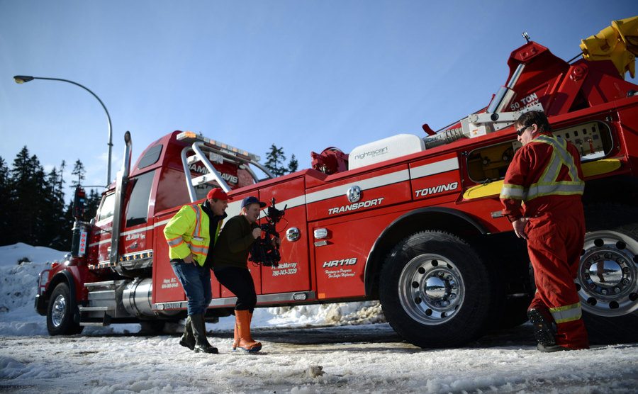 A photo behind the scenes of Highway Thru Hell.