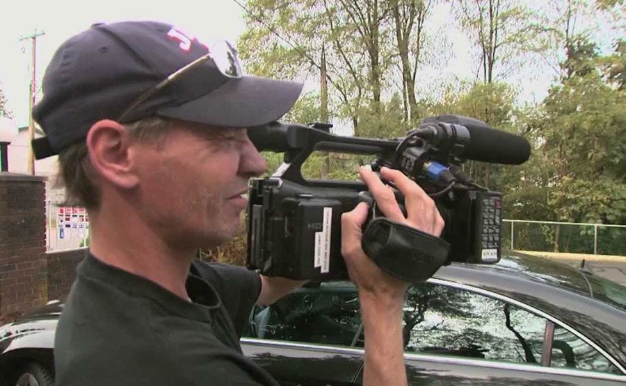 A picture of one of the camerapeople during filming.