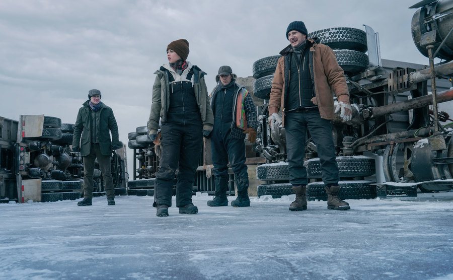 A still from the film The Ice Road.
