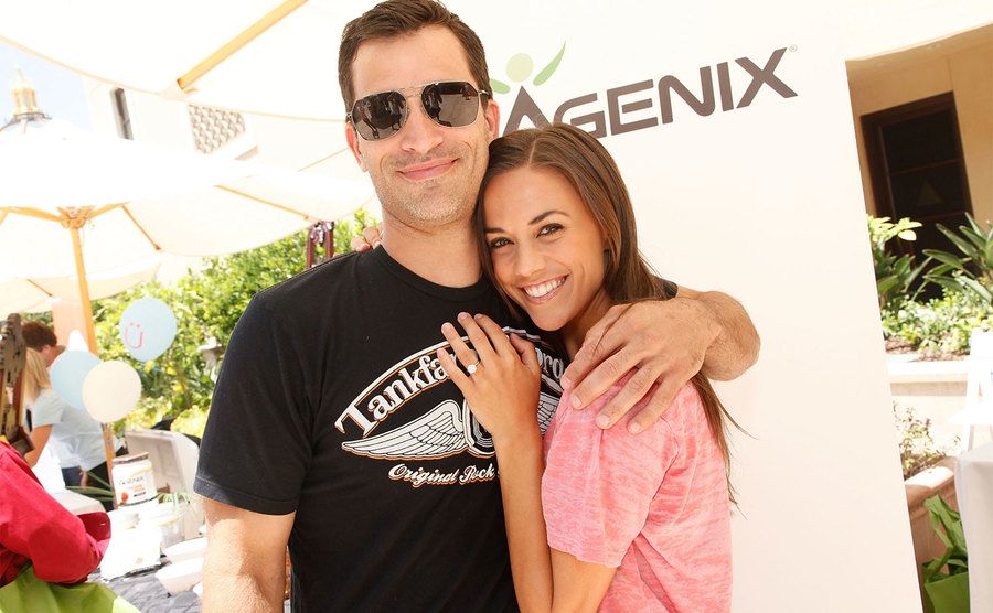 Johnathon Schaech and Jana Kramer attend an event.