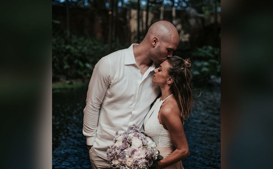 Mike and Jana pose on the day of their vow renewal.