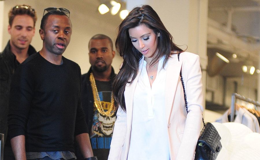 Kayne West and Kim Kardashian are seen out shopping.