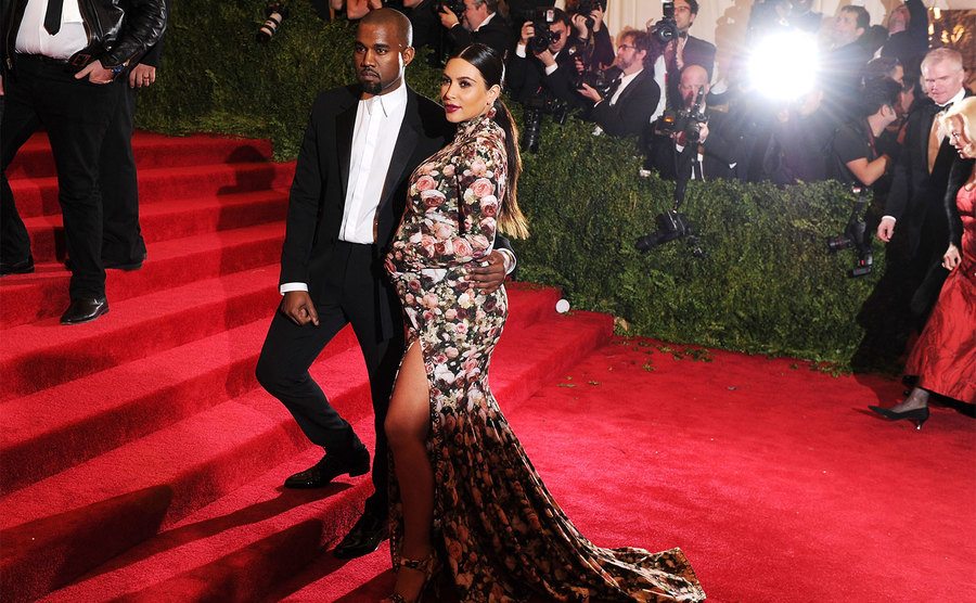 Kanye West and Kim Kardashian attend the Met Gala.