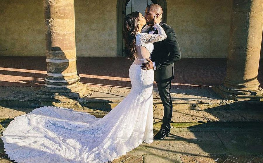 Kim and Kanye at their vow renewal ceremony.