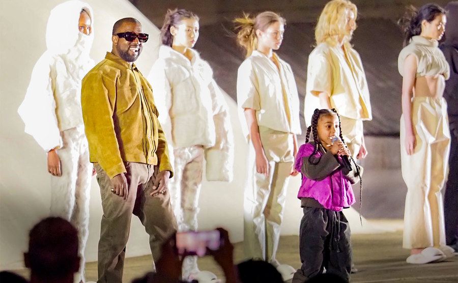 Kanye West and daughter North West take part in the