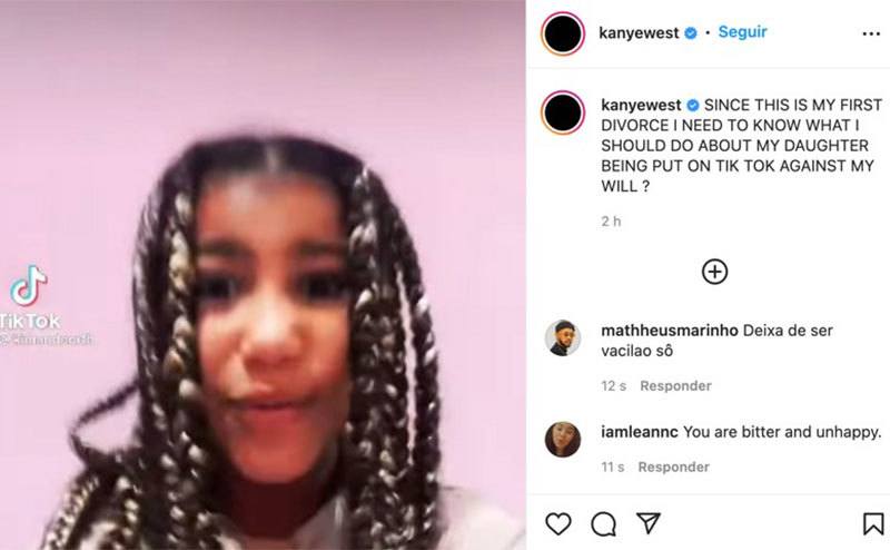 The post Kanye made about his daughter on Tik Tok.