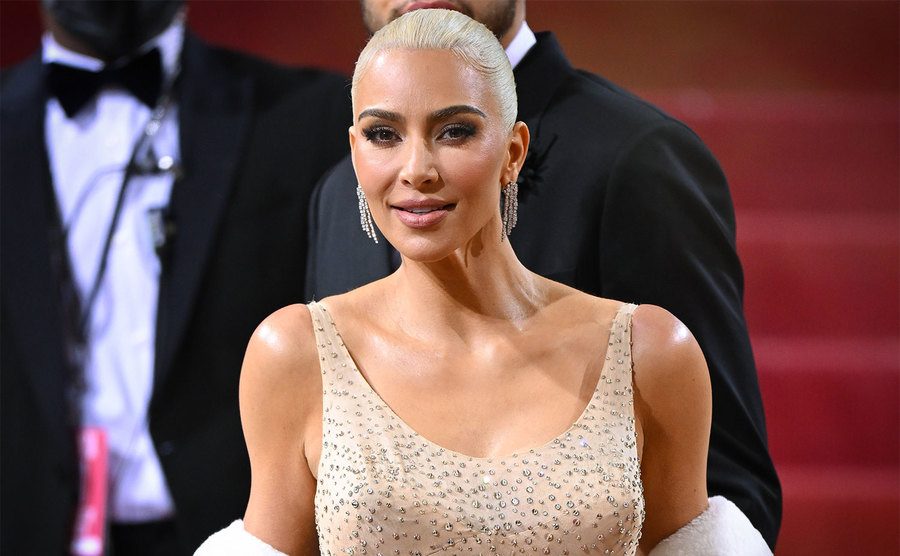 Kim Kardashian arrives at the 2022 Met Gala.