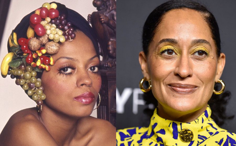 A picture of Diana Ross then / A photo of Tracee Ellis Ross.