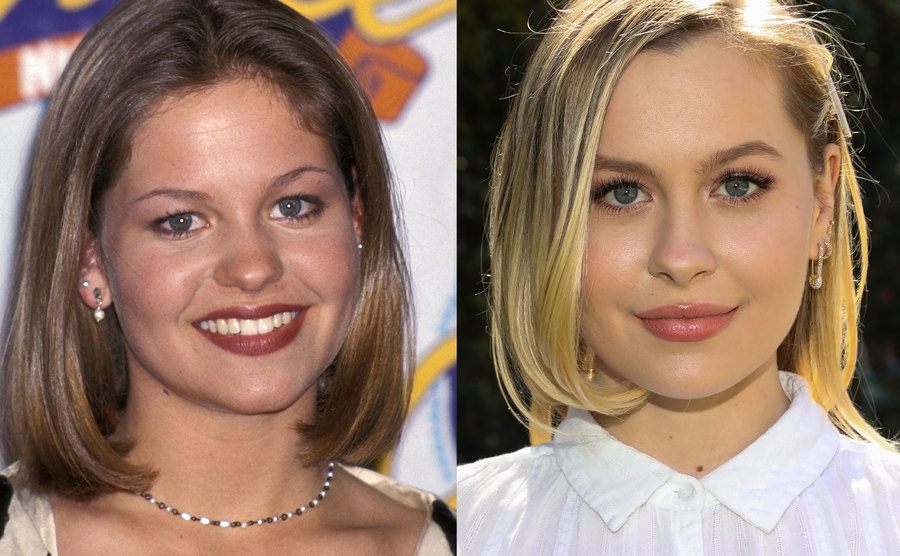 A photo of Candace Cameron Bure then / A picture of Natasha Bure.