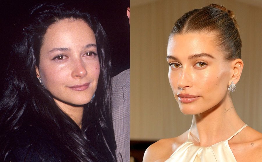 A photo of Kennya Baldwin then / A picture of Hailey Bieber.