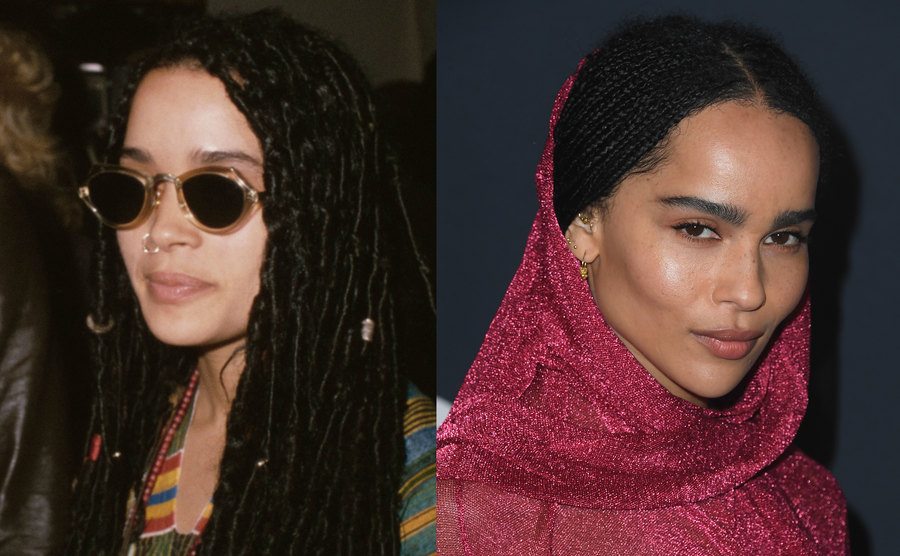 A dated picture of Lisa Bonet / A portrait of Zoe Kravitz.
