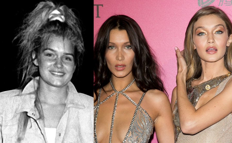 A dated photo of Yolanda Foster / A picture of Gigi and Bella Hadid.