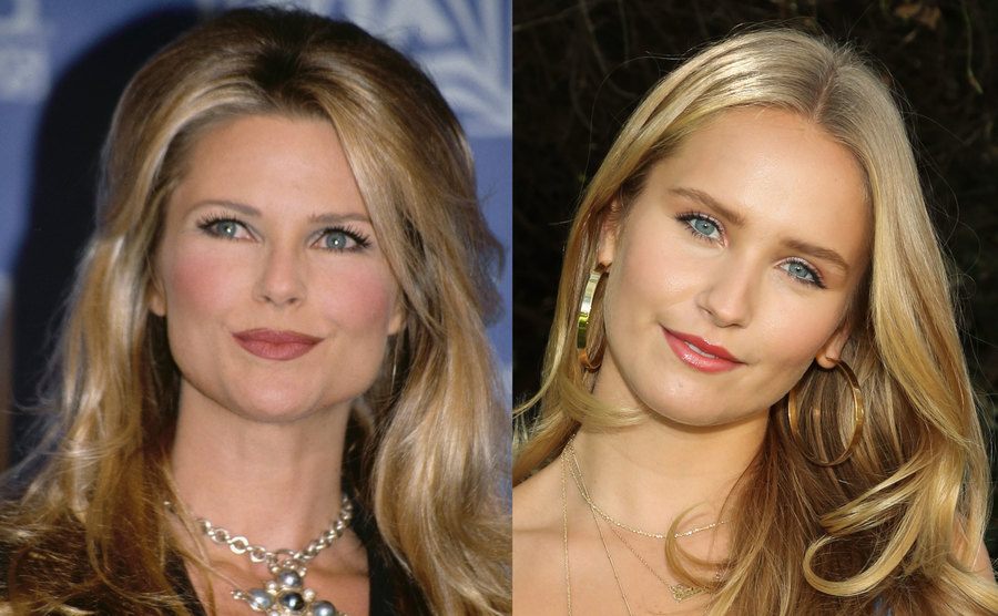 A dated portrait of Christie Brinkley / A photo of Sailor Brinkley Cook.