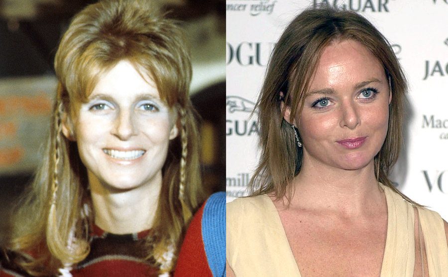 A picture of Linda McCartney / A dated photo of Stella McCartney.