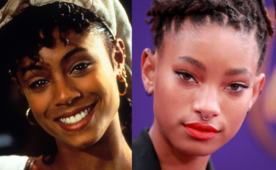 A picture of Jada Pinkett then / A photo of Willow Smith.