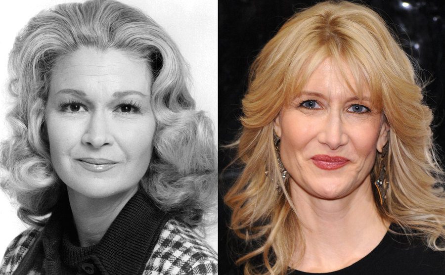 A dated image of Diane Ladd / A photo of a younger Laura Dern.