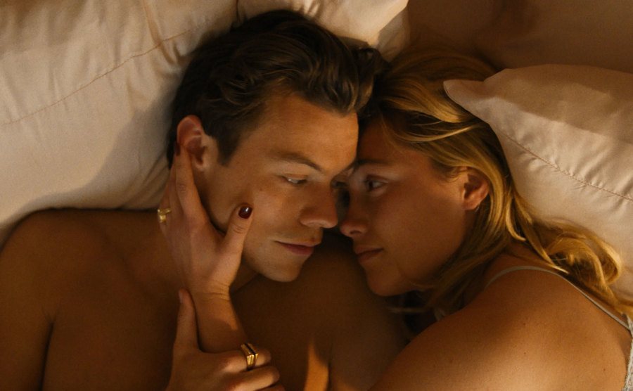 Harry Styles and Florence Pugh in a still from Don’t Worry Darling.
