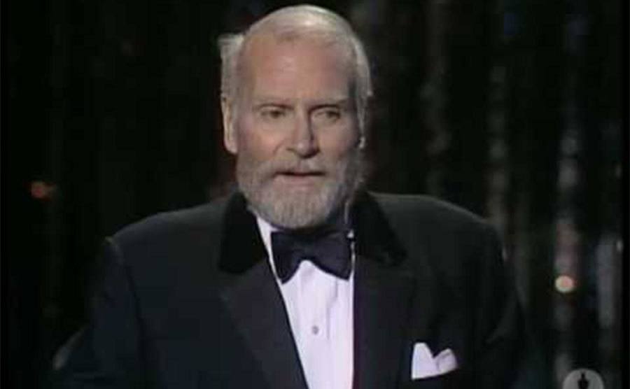 A video still of Sir Laurence Olivier at the Academy Awards.