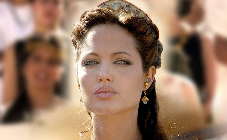 A promotional still of Angelina Jolie for the film Alexander.