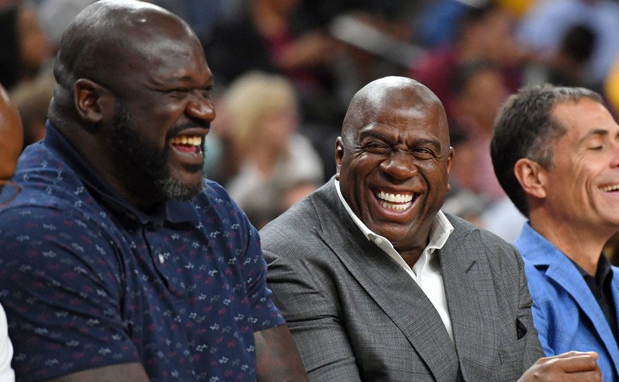 A photo of O’Neal watching a game.