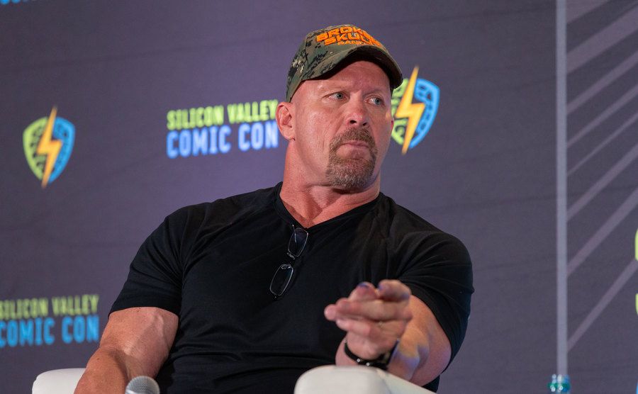 A picture of Steve being interviewed.