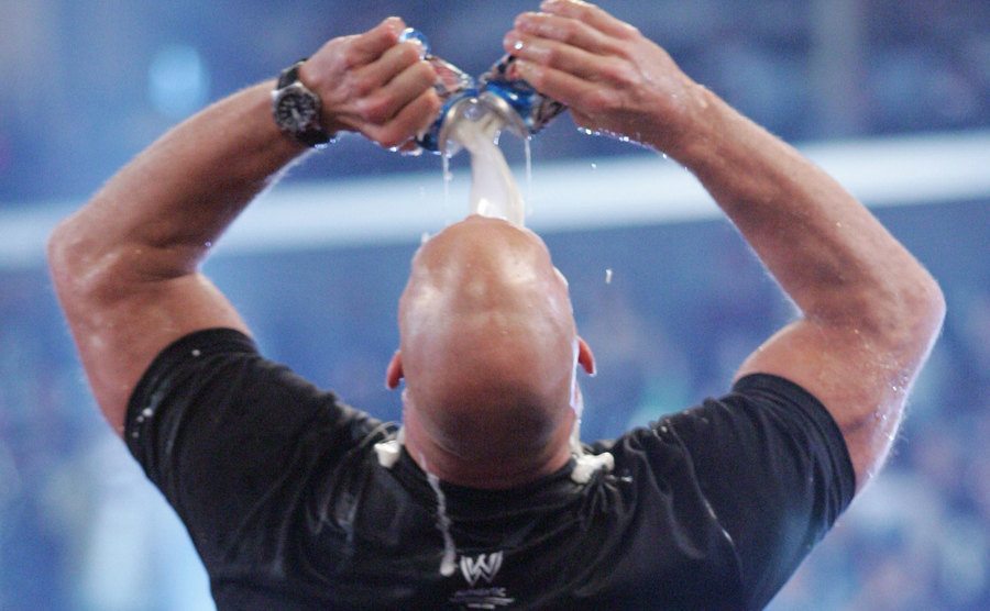 A photo of Steve in the ring at WrestleMania.