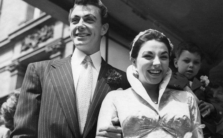 Joan Collins on the day of her wedding to husband Maxwell Reed.