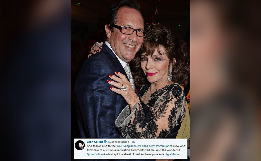 Joan Collins thanks the NHS on Twitter.