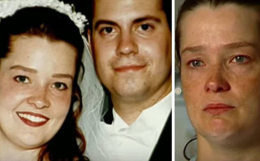 A Swan contestant with her husband on their wedding day.