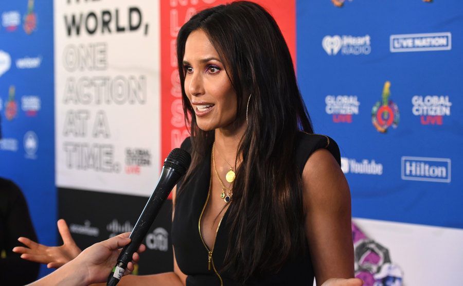 Padma addresses the media.