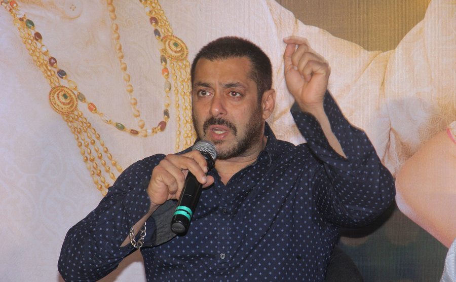A photo of Salman Khan during a press conference.