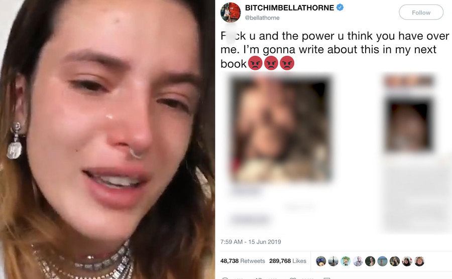Bella Thorne reacts to the hacker on Twitter