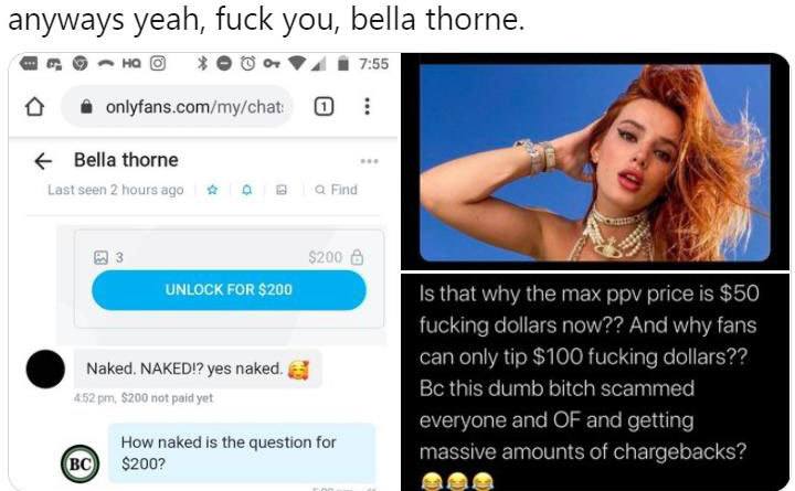 Angry fans react to Bellla Thorne on Twitter.