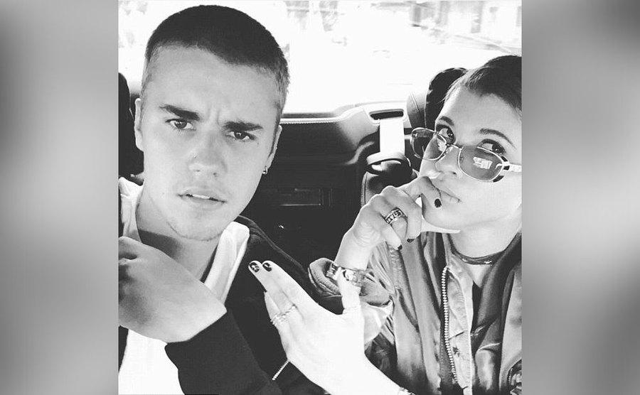 A selfie of Justin and Sofia Richie.