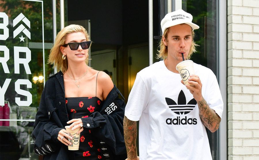 Hailey Baldwin and Justin Bieber leave Barry's Bootcamp.