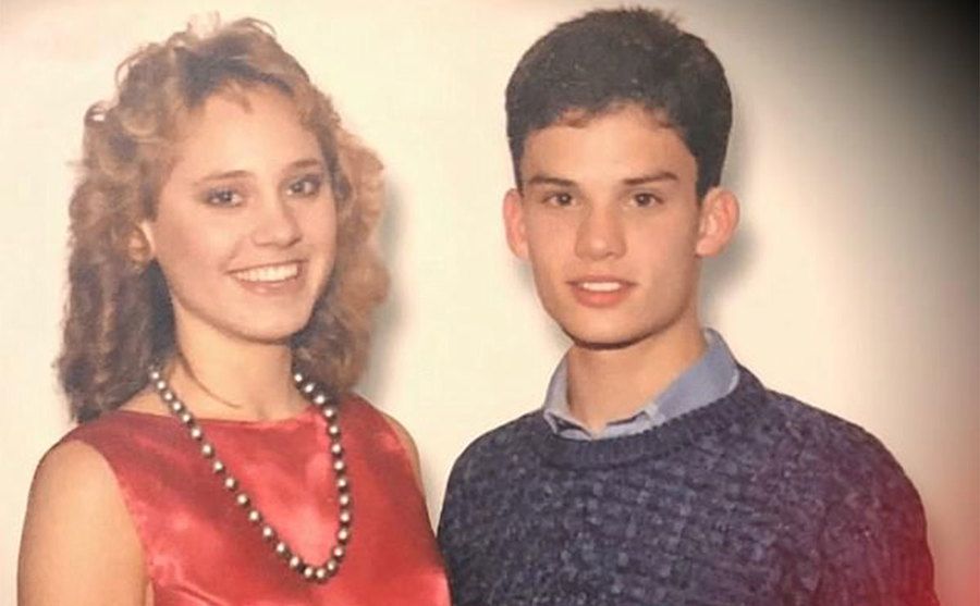 A portrait of Mandy with her boyfriend before a school dance.