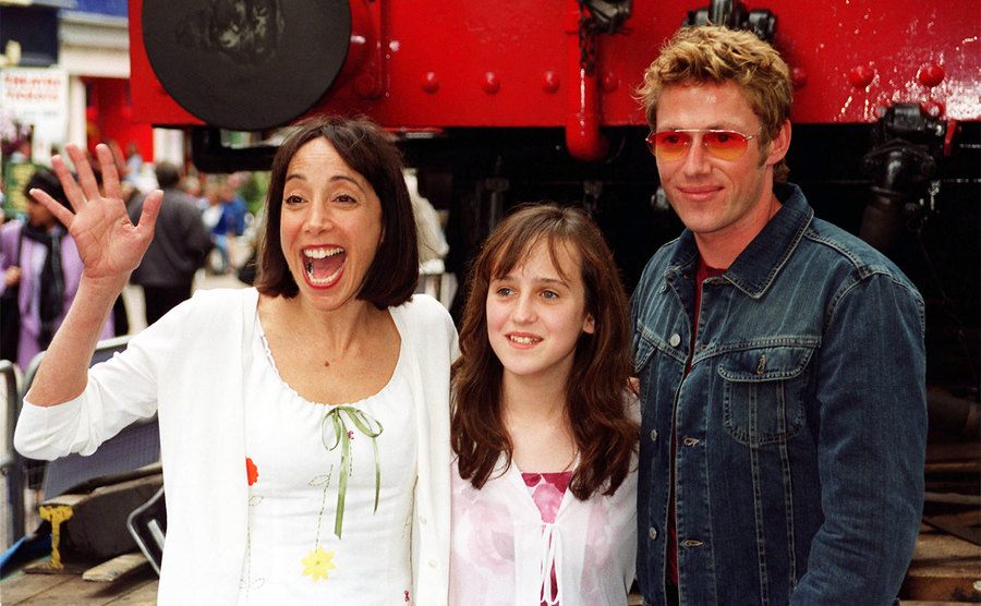 Didi Conn, Mara Wilson, and Michael E Rodgers are at a press event.