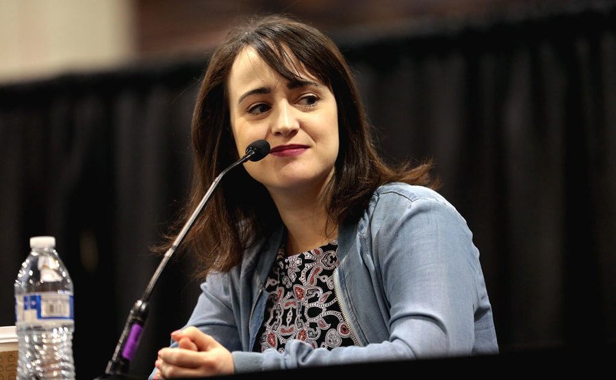 Mara Wilson speaks on stage.
